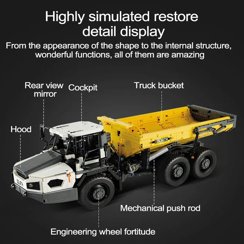 Cada MOC Motorized Building Block Set: APP RC Large Dump Truck Car 61054, Model C61054