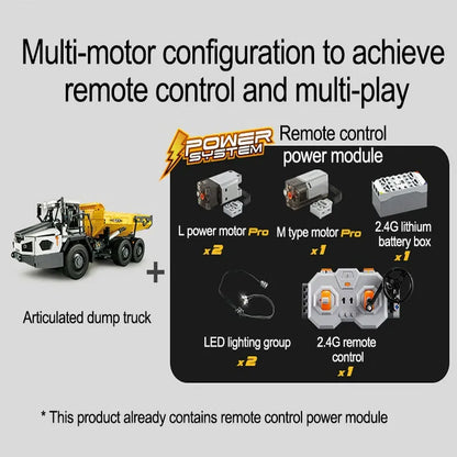 Cada MOC Motorized Building Block Set: APP RC Large Dump Truck Car 61054, Model C61054
