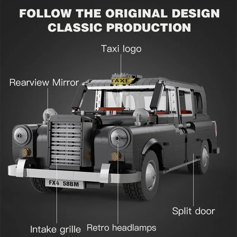 Cada MOC Motorized Building Block Set: Classic Retro London Taxi 62004, Model C62004