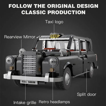 Cada MOC Motorized Building Block Set: Classic Retro London Taxi 62004, Model C62004