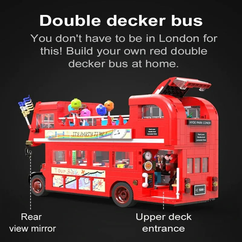 Cada MOC Building Block Set: Double Deck London City Tour Bus C59008