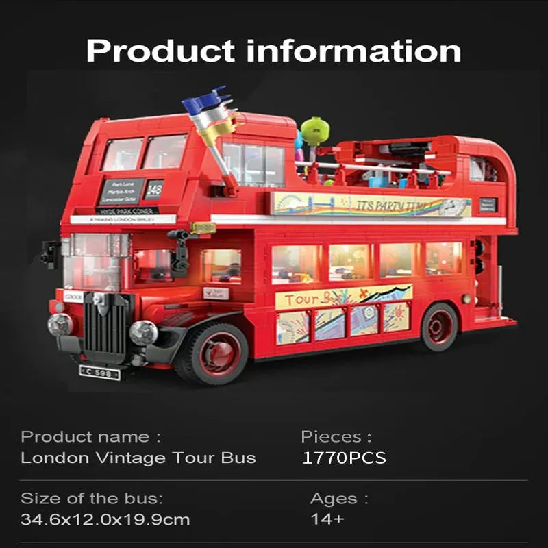 Cada MOC Building Block Set: Double Deck London City Tour Bus C59008