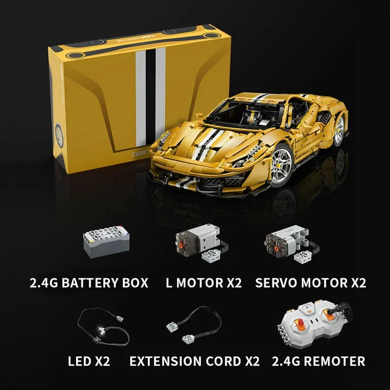 Cada MOC Building Block Set: Motorized RC Ferrari 488 Racing Car 61057, Model C61057