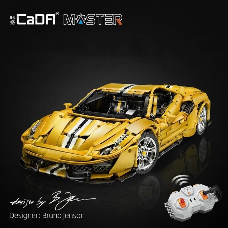 Cada MOC Building Block Set: Motorized RC Ferrari 488 Racing Car 61057, Model C61057