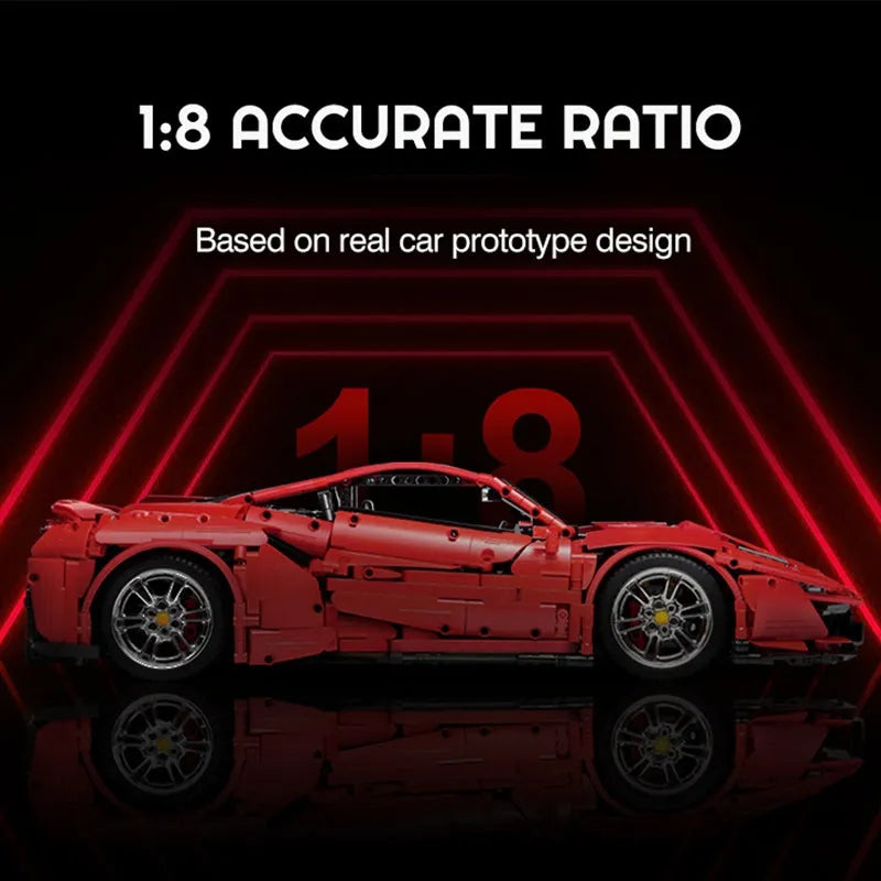 Cada MOC Building Block Set: RC Motorized Ferrari 488 Racing Sports Car, Model C61042