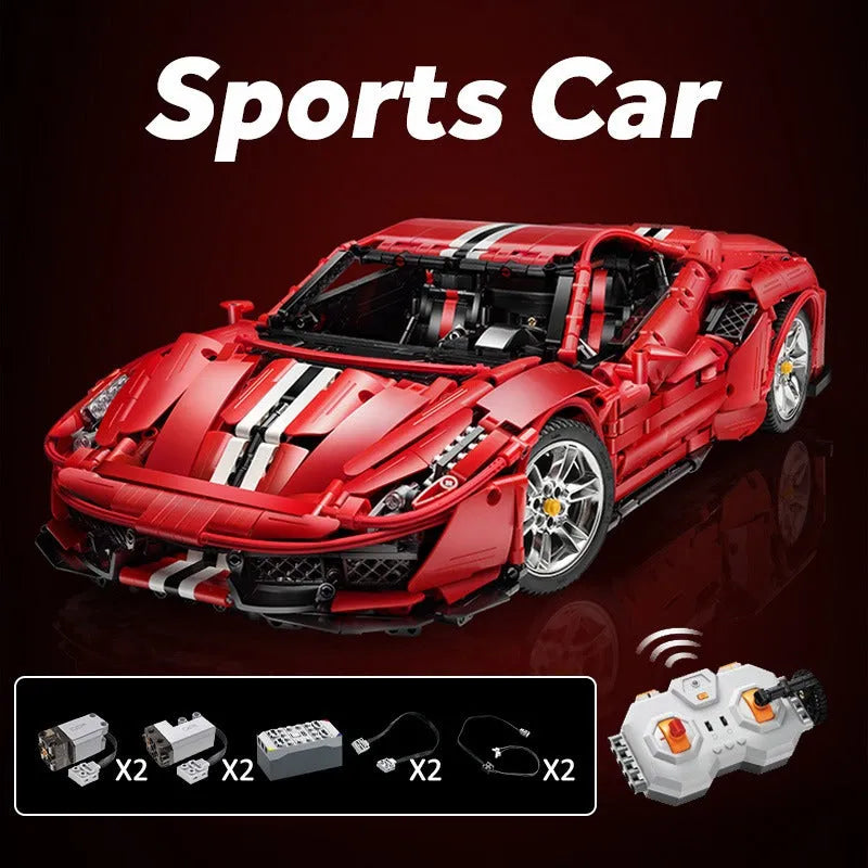 Cada MOC Building Block Set: RC Motorized Ferrari 488 Racing Sports Car, Model C61042