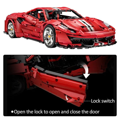 Cada MOC Building Block Set: RC Motorized Ferrari 488 Racing Sports Car, Model C61042