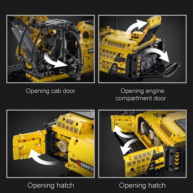 Cada MOC Motorized Building Block Set: Functional Crawler Excavator, Model C61082