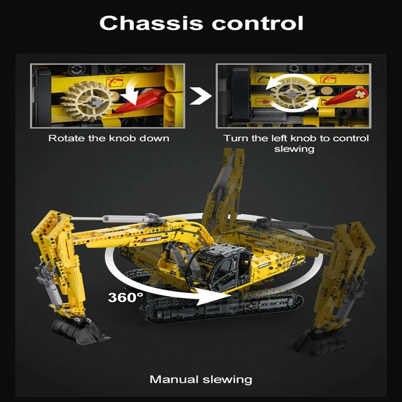 Cada MOC Motorized Building Block Set: Functional Crawler Excavator, Model C61082