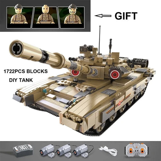 Cada MOC Building Block Set: WW2 Motorized RC T90 Main Battle Tank C61003, Model C61003PF