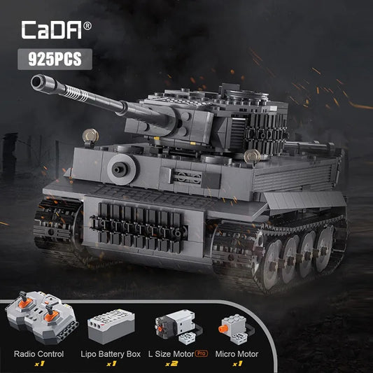 Cada MOC Building Block Set: WW2 Motorized RC Tiger Battle Tank, Model C61071