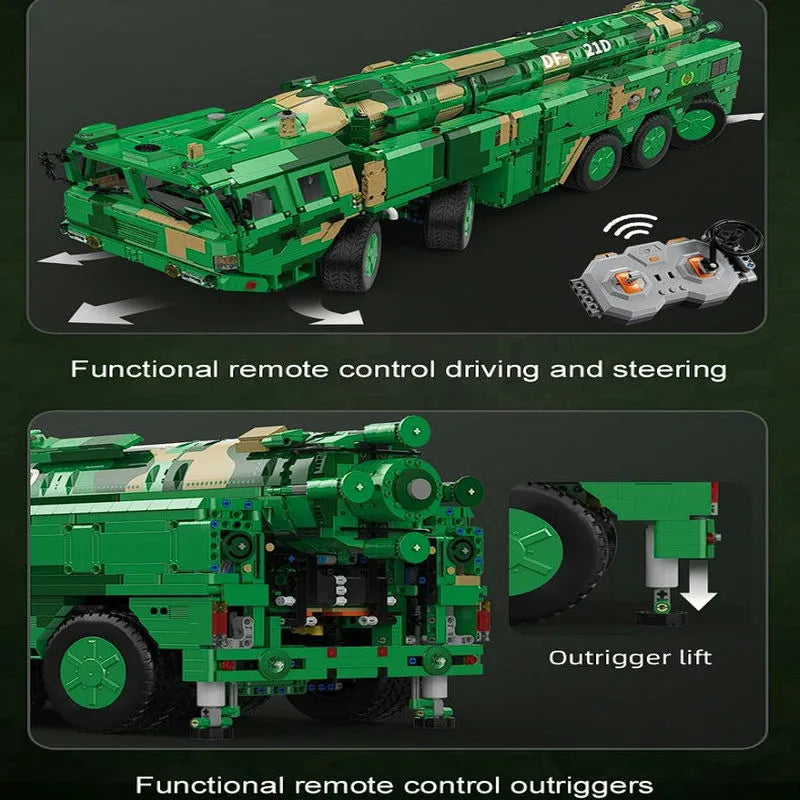 Cada Building Block Set: Motorized RC Anti Ship Ballistic Missile Vehicle DF-21D, Model C56031PF