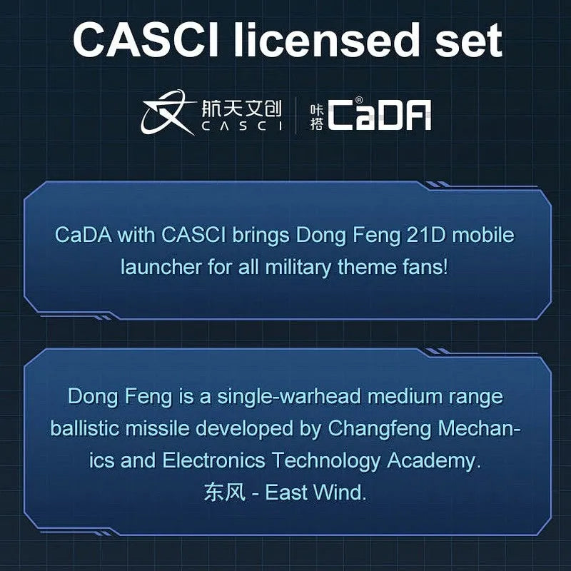 Cada Building Block Set: Motorized RC Anti Ship Ballistic Missile Vehicle DF-21D, Model C56031PF