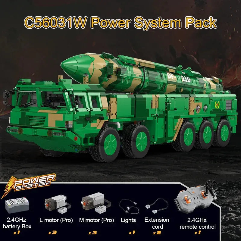 Cada Building Block Set: Motorized RC Anti Ship Ballistic Missile Vehicle DF-21D, Model C56031PF