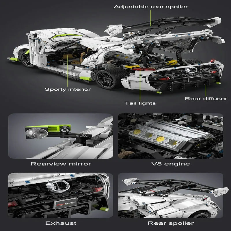 Cada MOC Motorized Building Block Set: 61048 Supercar Racing Sports Car, Model C61048