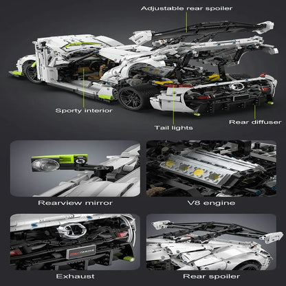 Cada MOC Motorized Building Block Set: 61048 Supercar Racing Sports Car, Model C61048