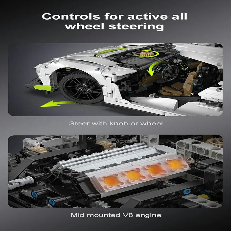 Cada MOC Motorized Building Block Set: 61048 Supercar Racing Sports Car, Model C61048