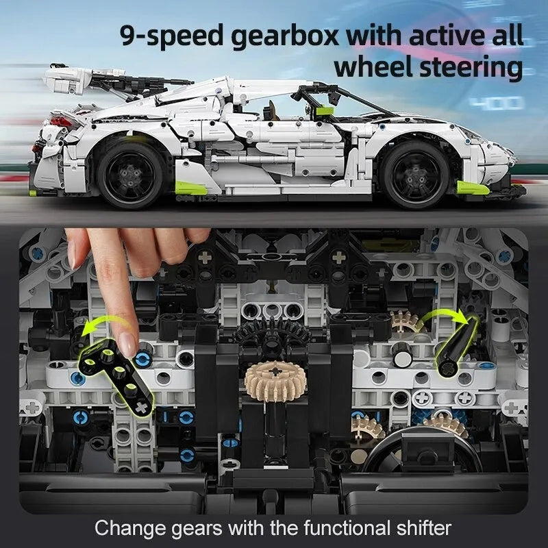 Cada MOC Motorized Building Block Set: 61048 Supercar Racing Sports Car, Model C61048