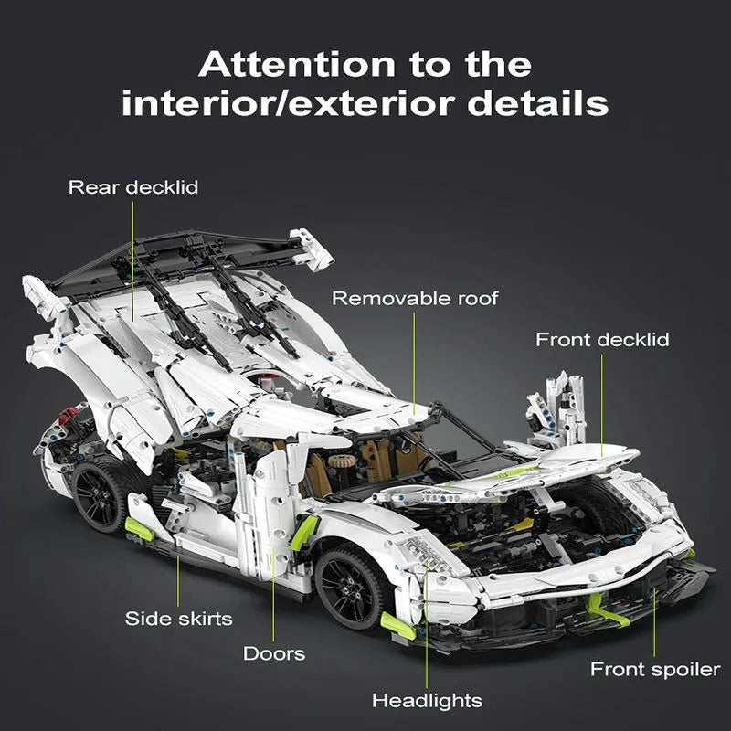 Cada MOC Motorized Building Block Set: 61048 Supercar Racing Sports Car, Model C61048