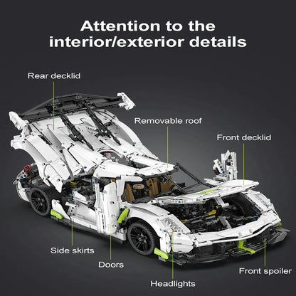 Cada MOC Motorized Building Block Set: 61048 Supercar Racing Sports Car, Model C61048