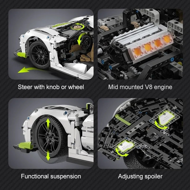 Cada MOC Motorized Building Block Set: 61048 Supercar Racing Sports Car, Model C61048