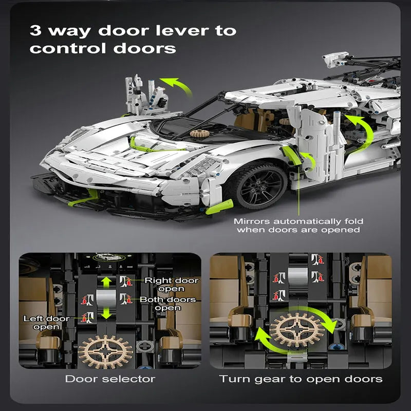 Cada MOC Motorized Building Block Set: 61048 Supercar Racing Sports Car, Model C61048