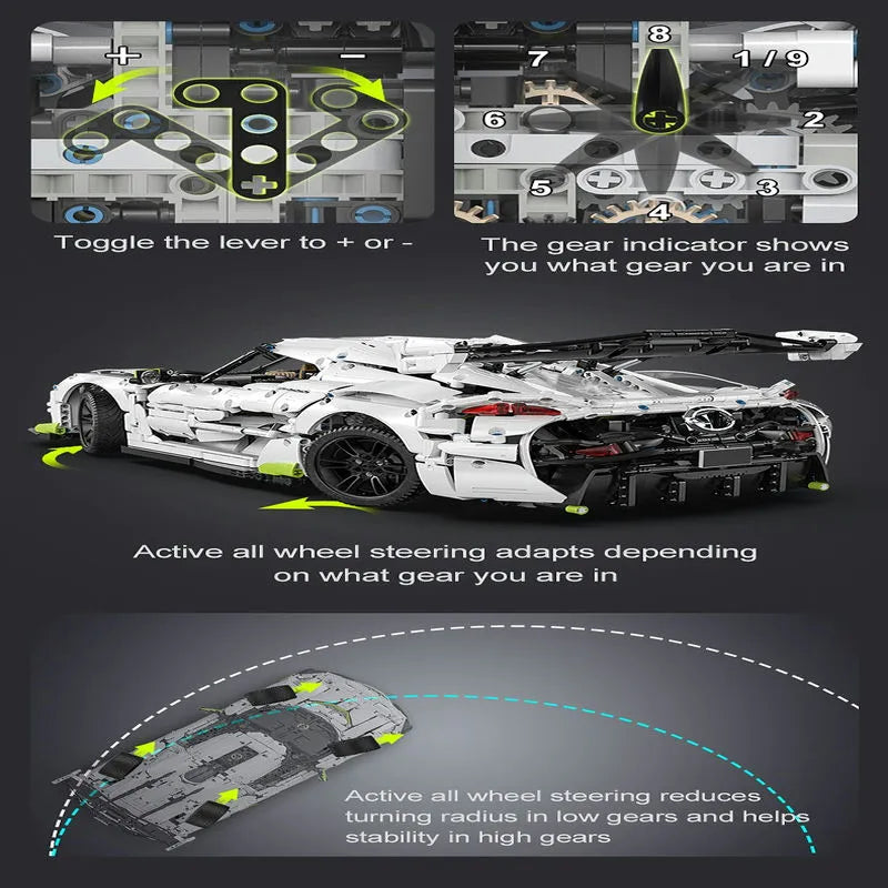 Cada MOC Motorized Building Block Set: 61048 Supercar Racing Sports Car, Model C61048