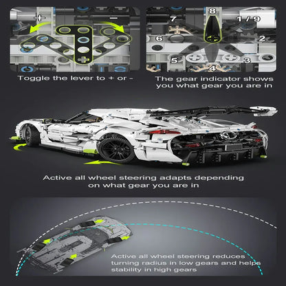 Cada MOC Motorized Building Block Set: 61048 Supercar Racing Sports Car, Model C61048