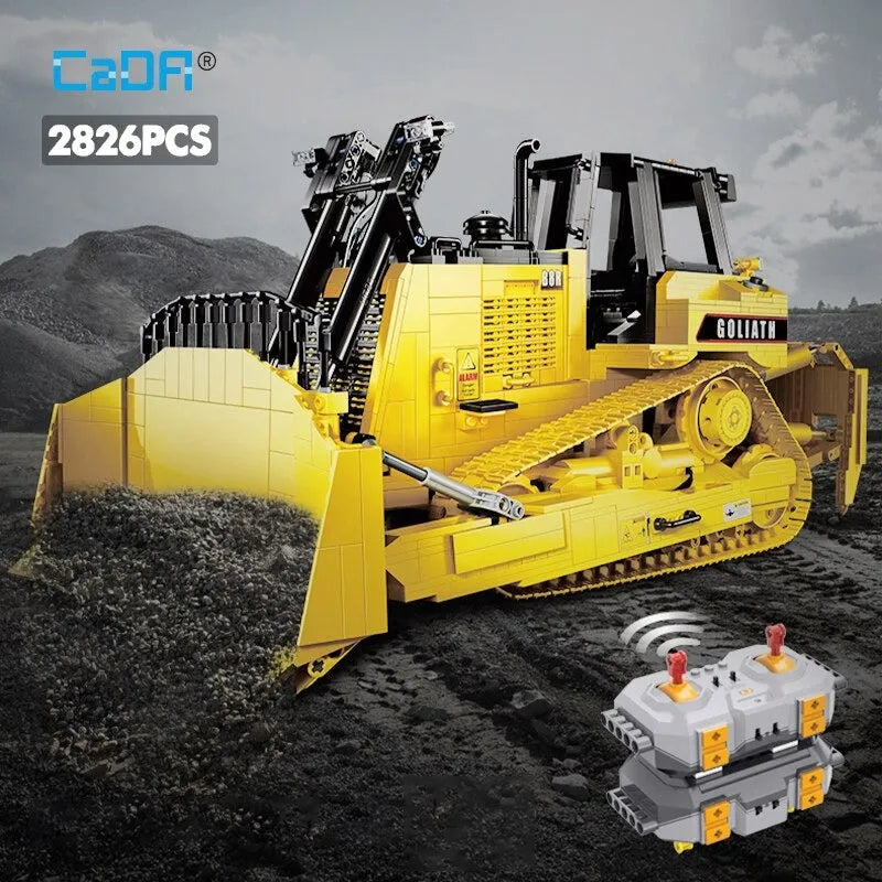 Cada MOC Motorized Building Block Set: RC Heavy Bulldozer Truck, Model C61056