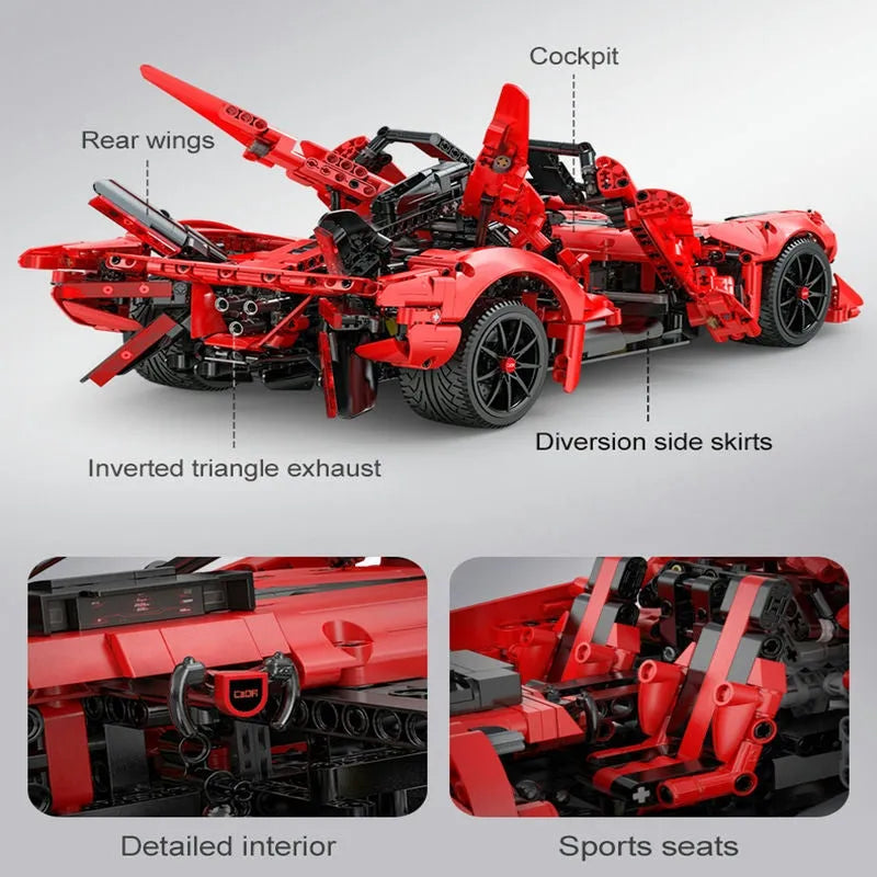 Cada MOC Motorized Building Block Set: C63005 Super APE Racing Hyper Car