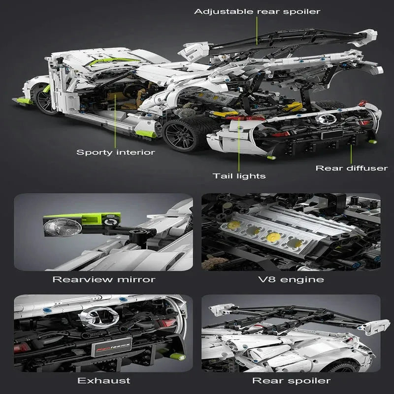 Cada MOC Motorized Building Block Set: Fantasma Supercar Racing Sports Car
