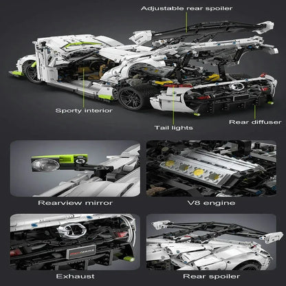Cada MOC Motorized Building Block Set: Fantasma Supercar Racing Sports Car