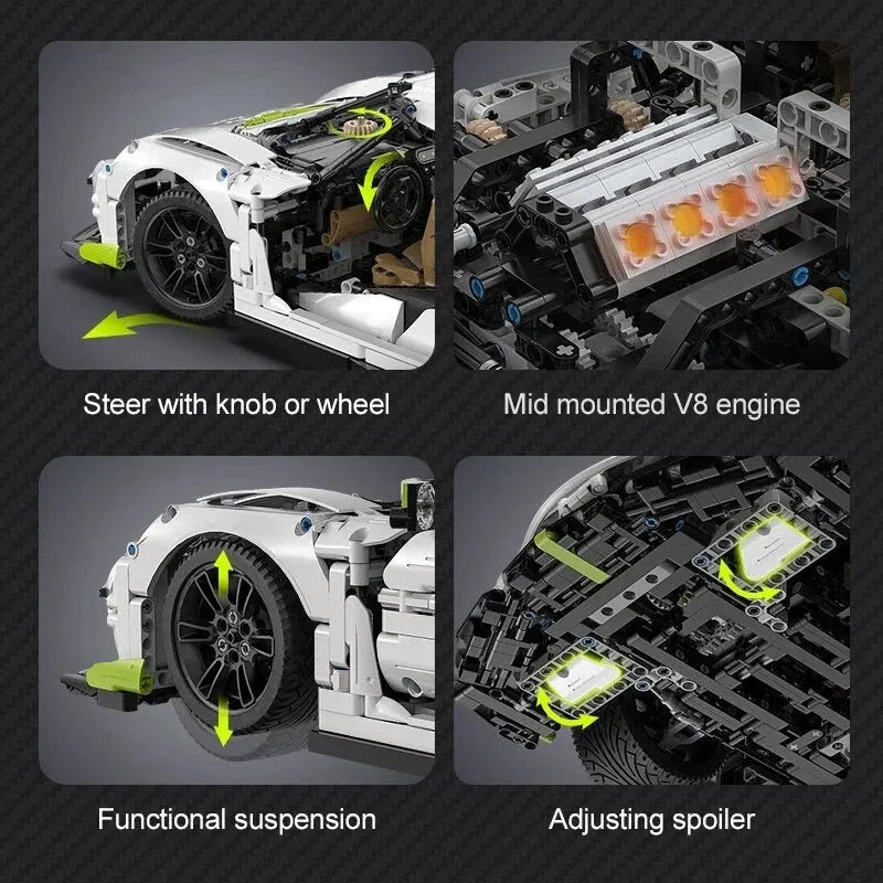 Cada MOC Motorized Building Block Set: Fantasma Supercar Racing Sports Car