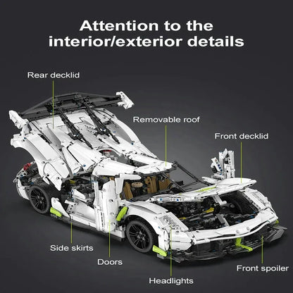 Cada MOC Motorized Building Block Set: Fantasma Supercar Racing Sports Car