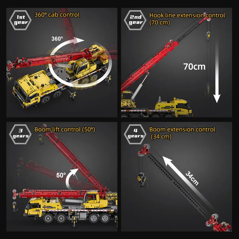 Cada MOC Motorized Building Block Set: Large Mobile Crane Truck, Model C61081