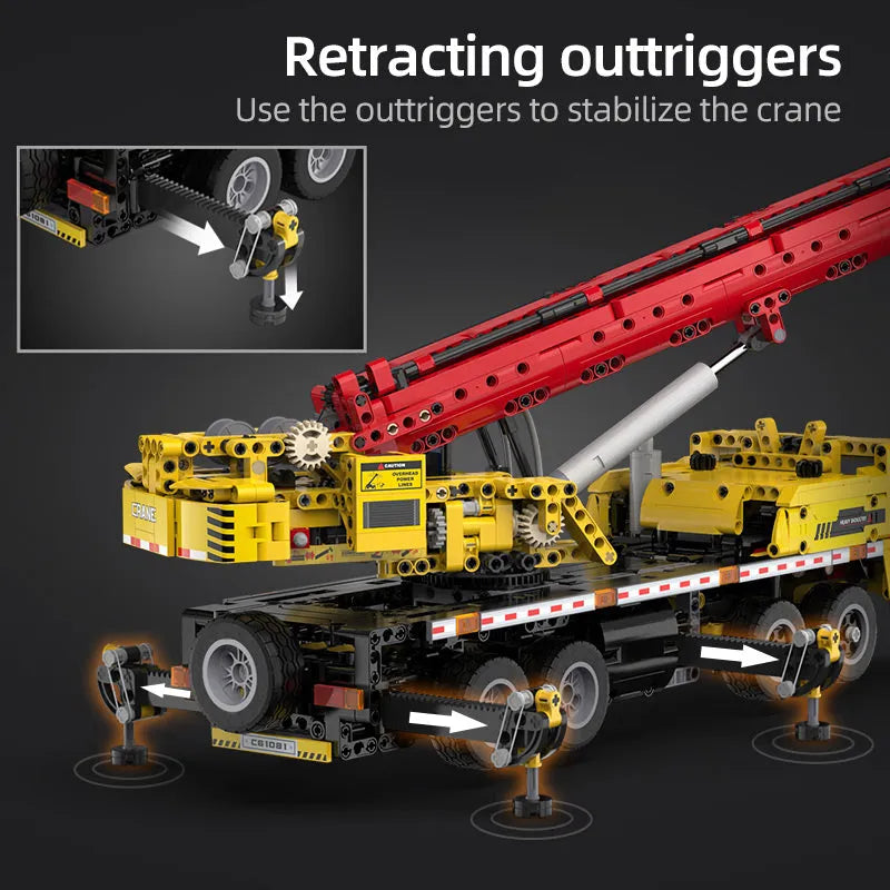 Cada MOC Motorized Building Block Set: Large Mobile Crane Truck, Model C61081