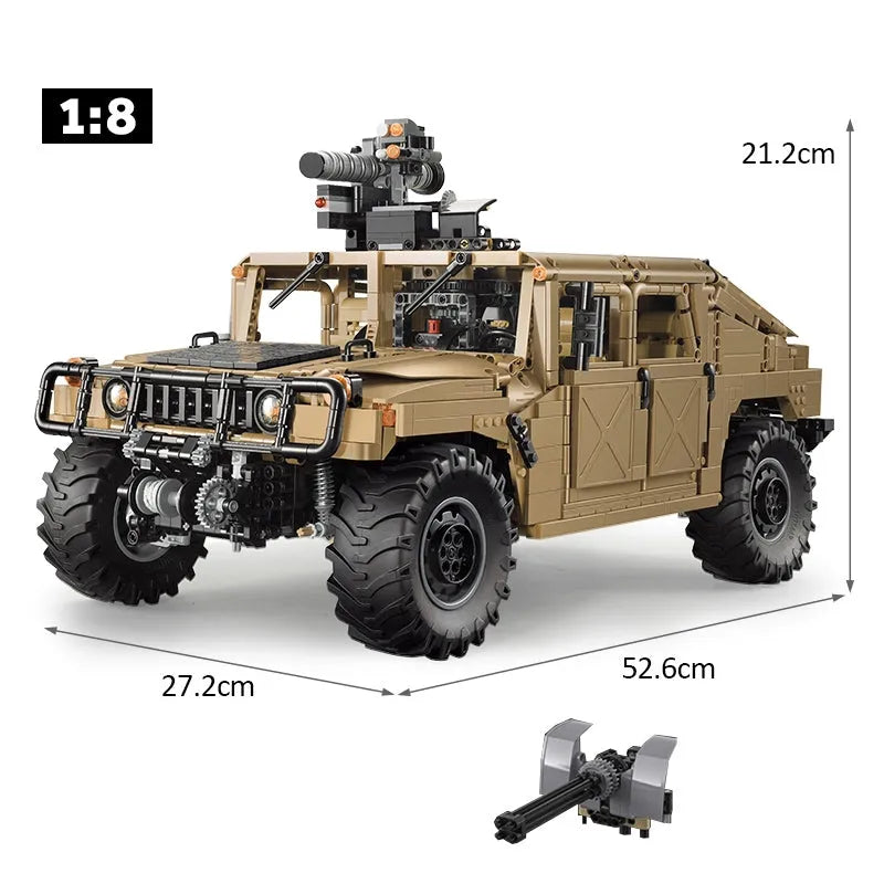 Cada MOC Motorized Building Block Set: Humvee H1 Military Armored Car, Model C61036