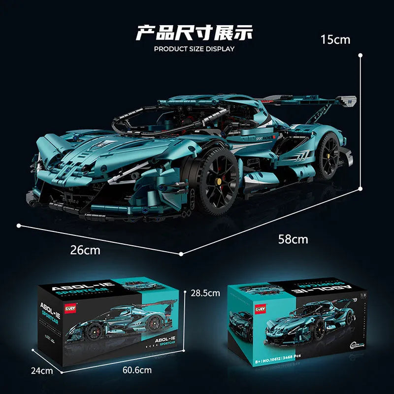 MOC Motorized Building Block Set: 10612 Gumpert Apollo IE Super Racing Car