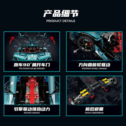 MOC Motorized Building Block Set: 10612 Gumpert Apollo IE Super Racing Car