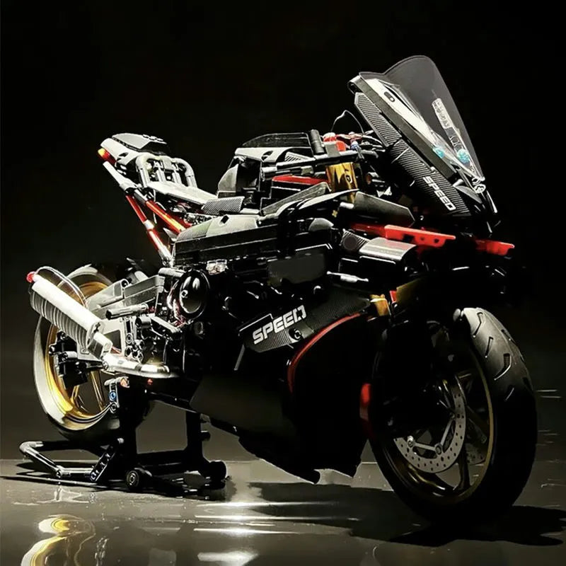 MOC Building Block Set: BMW M1000RR Black Warrior Motorcycle BM002