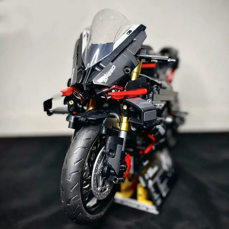 MOC Building Block Set: BMW M1000RR Black Warrior Motorcycle BM002