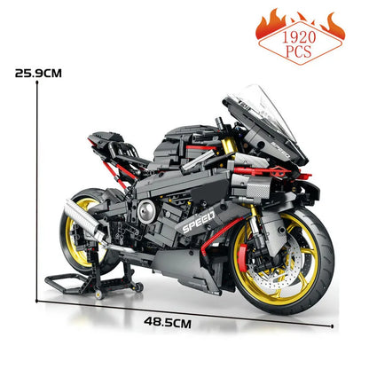 MOC Building Block Set: BMW M1000RR Black Warrior Motorcycle BM002