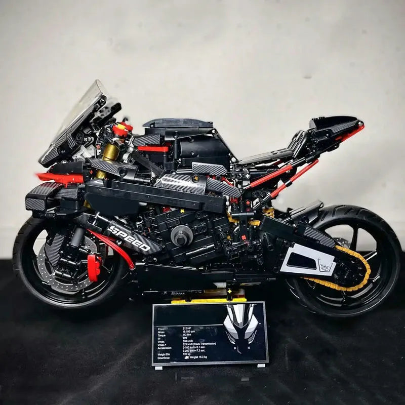 MOC Building Block Set: BMW M1000RR Black Warrior Motorcycle BM002