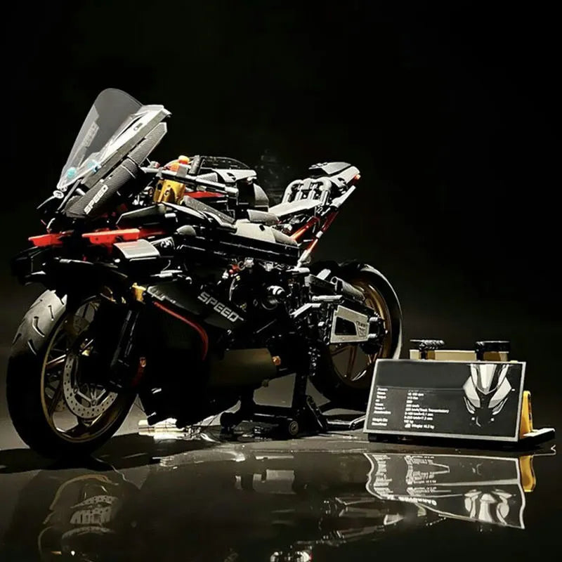 MOC Building Block Set: BMW M1000RR Black Warrior Motorcycle BM002