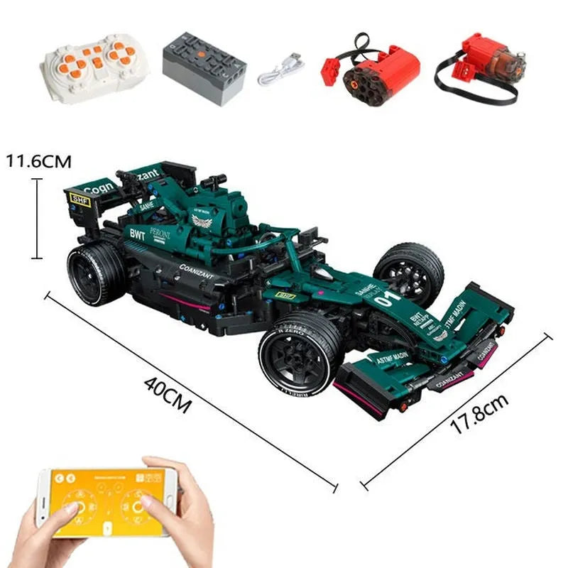 MOC Motorized Building Block Set: C014 RC Concept F1 Formula One Racing Car