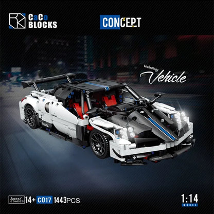 MOC Building Block Set: C017 Motorized RC Concept Pagani Roadster, Model C017PF