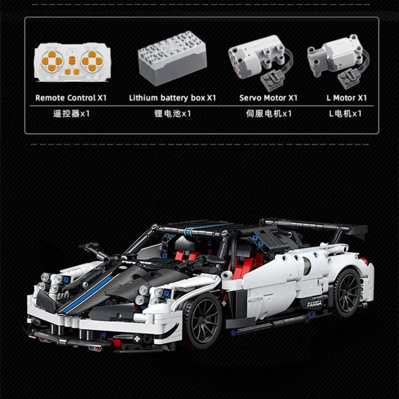 MOC Building Block Set: C017 Motorized RC Concept Pagani Roadster, Model C017PF