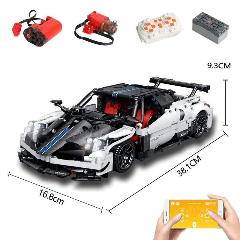 MOC Building Block Set: C017 Motorized RC Concept Pagani Roadster, Model C017PF