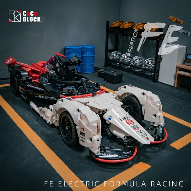 MOC Motorized Building Block Set: C018 Concept RC Formula E Electric Racing Car, Model C018PF