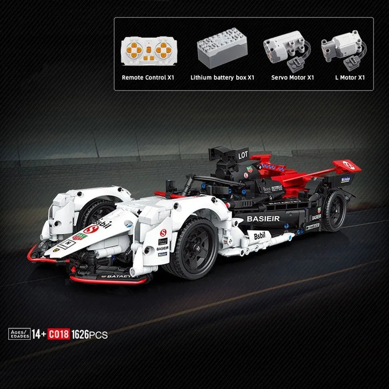 MOC Motorized Building Block Set: C018 Concept RC Formula E Electric Racing Car, Model C018PF
